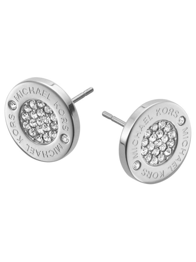 Michael Kors Pave Round Stud Earrings, Silver