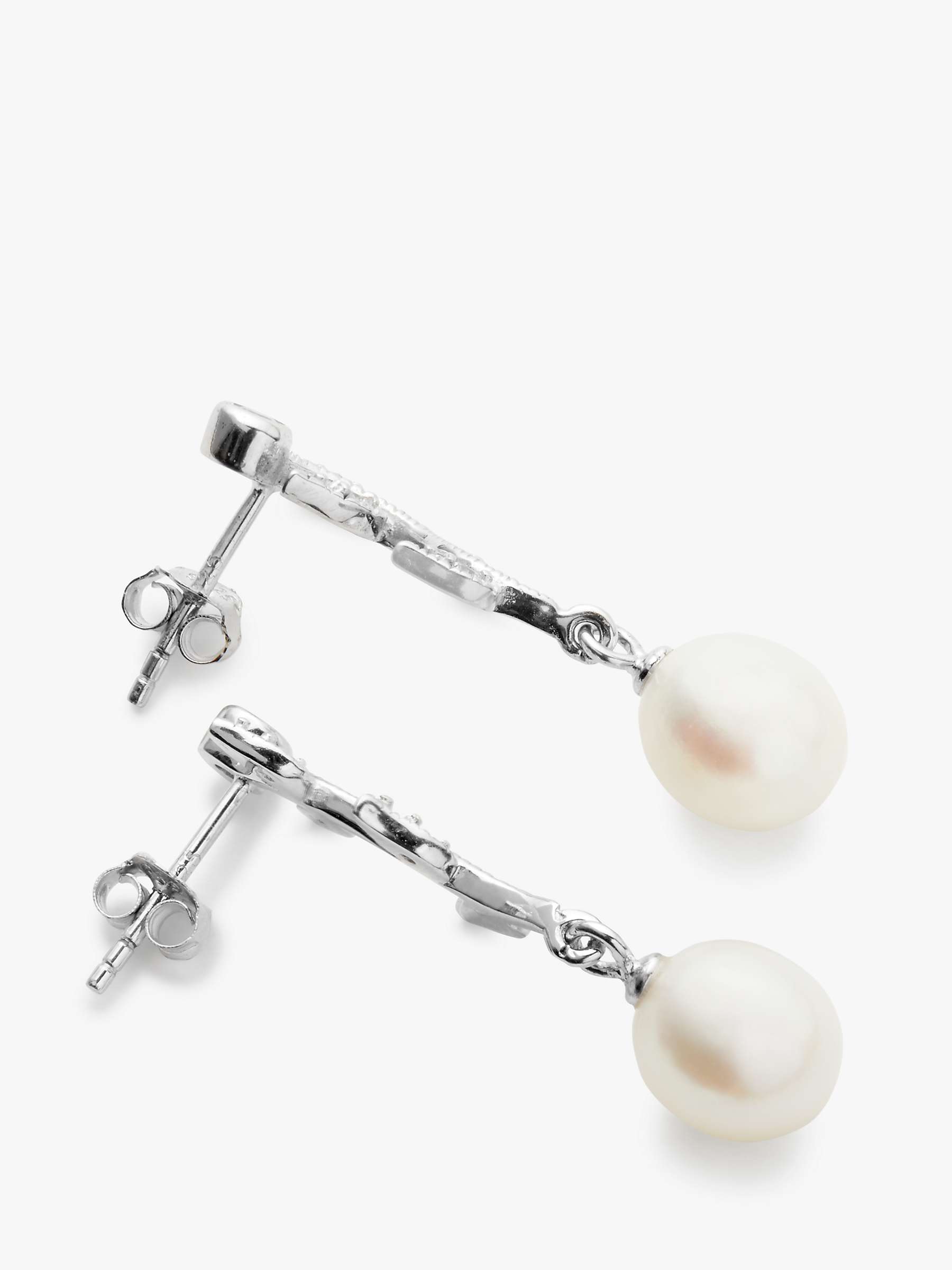 Buy Lido Leaf Drop Sterling Silver Freshwater Pearl Earrings, Silver/White Online at johnlewis.com