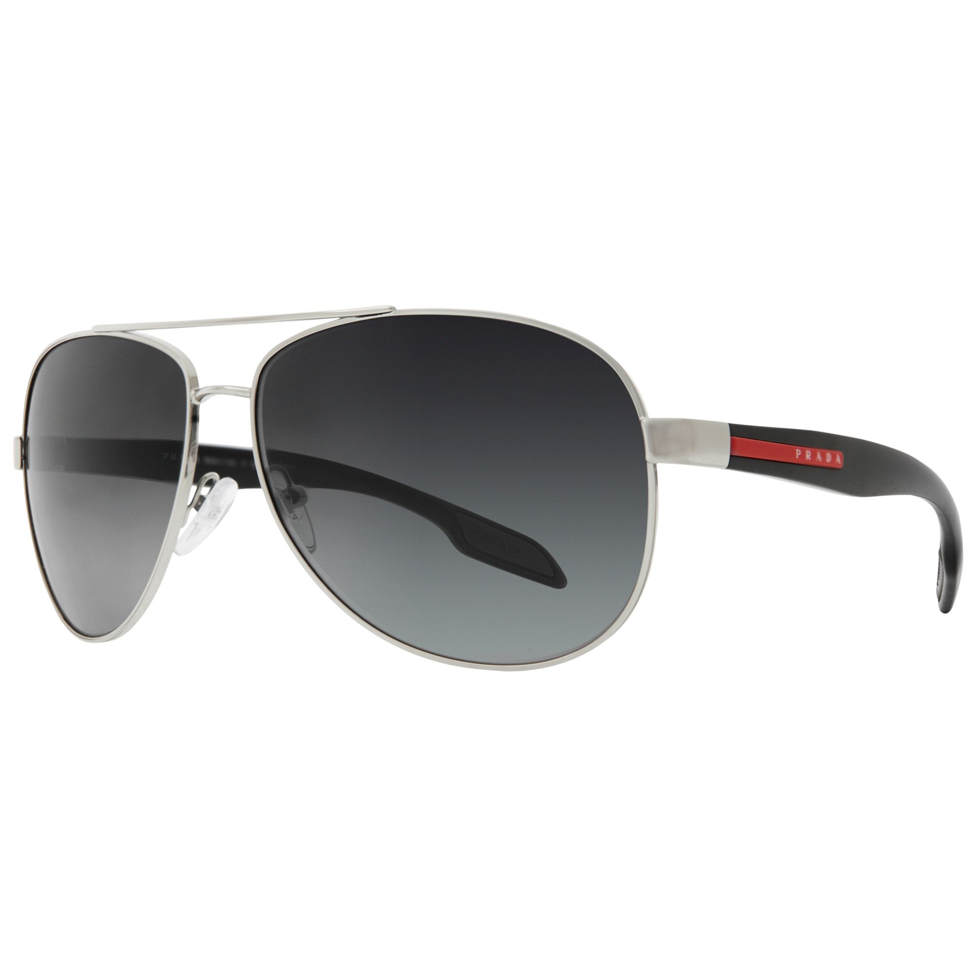 Prada Linea Rossa PS53PS Polarised Classic Aviator Metal Frame Sunglasses,  Grey at John Lewis & Partners