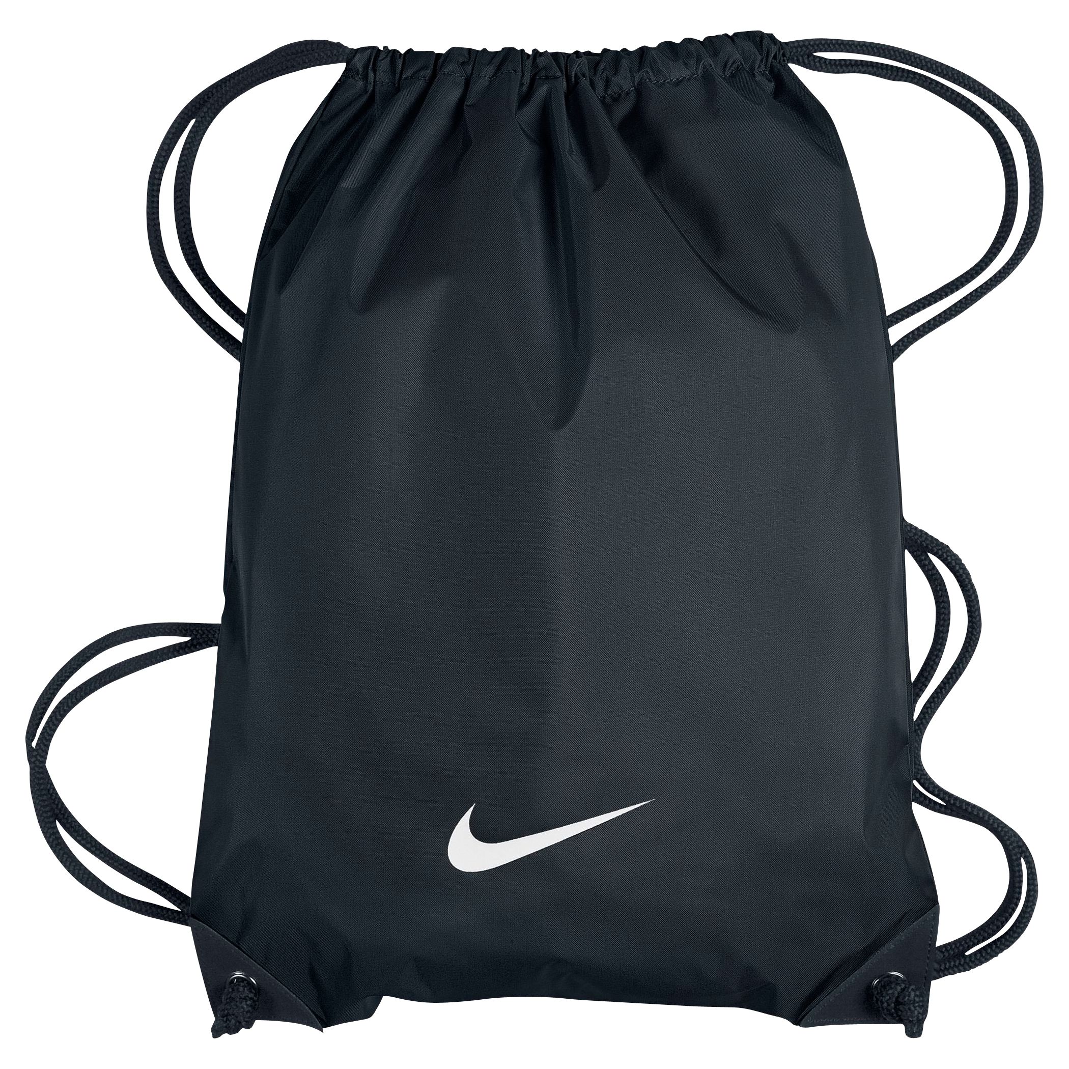 Nike Fundamentals Swoosh Drawstring Bag, Black at John Lewis & Partners