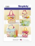Simplicity Accessory Art Caddy, Lunch Bag & Snack Bag Paper Pattern, 1385