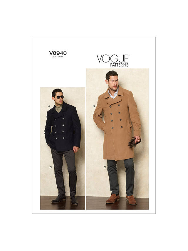 Jacket And Trousers Sewing Pattern 8940, Mens Peacoat Pattern Free