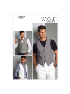 Vogue Men's Vest Sewing Pattern, 8987, MUU