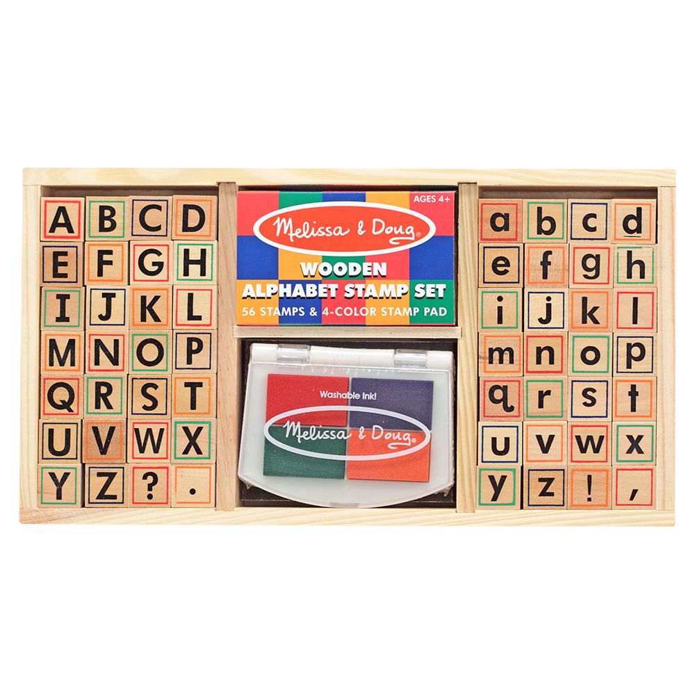melissa and doug wooden alphabet stamp set