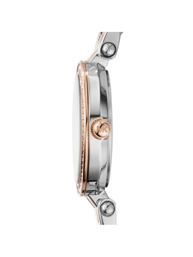 Michael kors silver online and rose gold watch