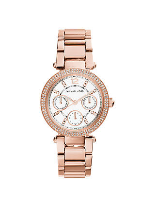 Michael Kors MK5616 Women's Mini Chronograph Bracelet Strap Watch, Rose Gold/White