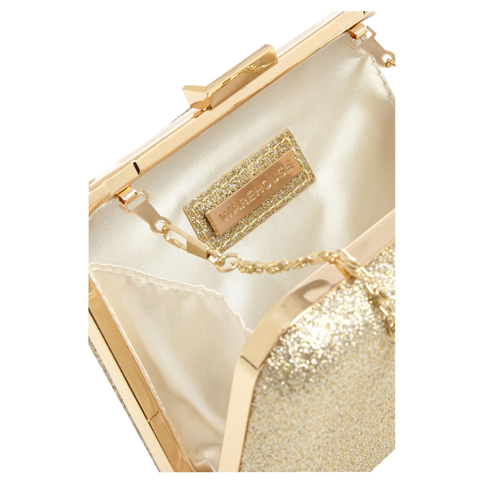 gold hard clutch bag