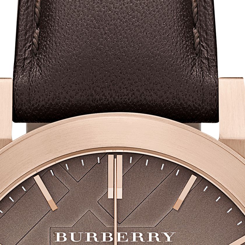 Burberry BU9752 Men's The City Chronograph Leather Strap Watch,  Chocolate/Taupe