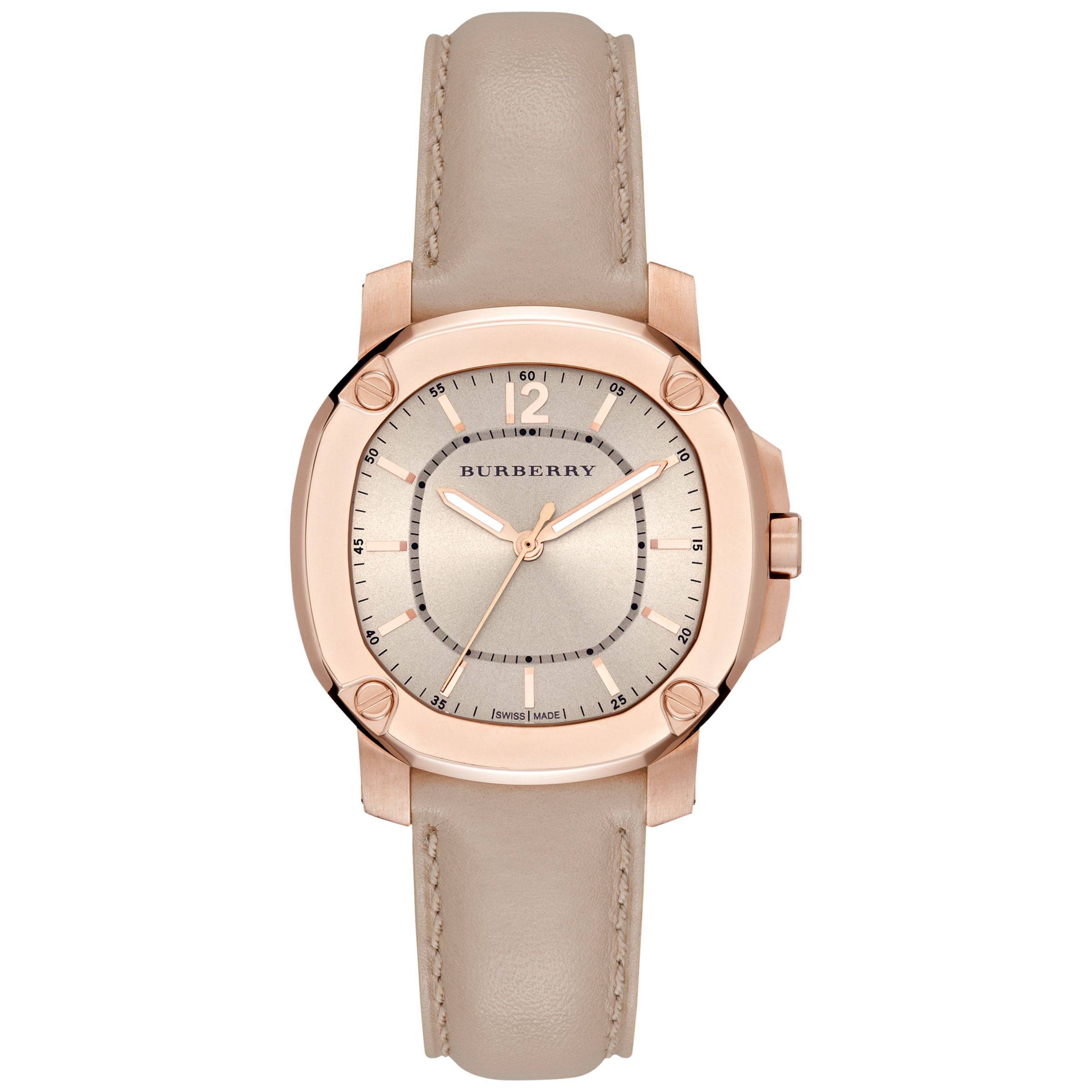 burberry leather strap watch women's