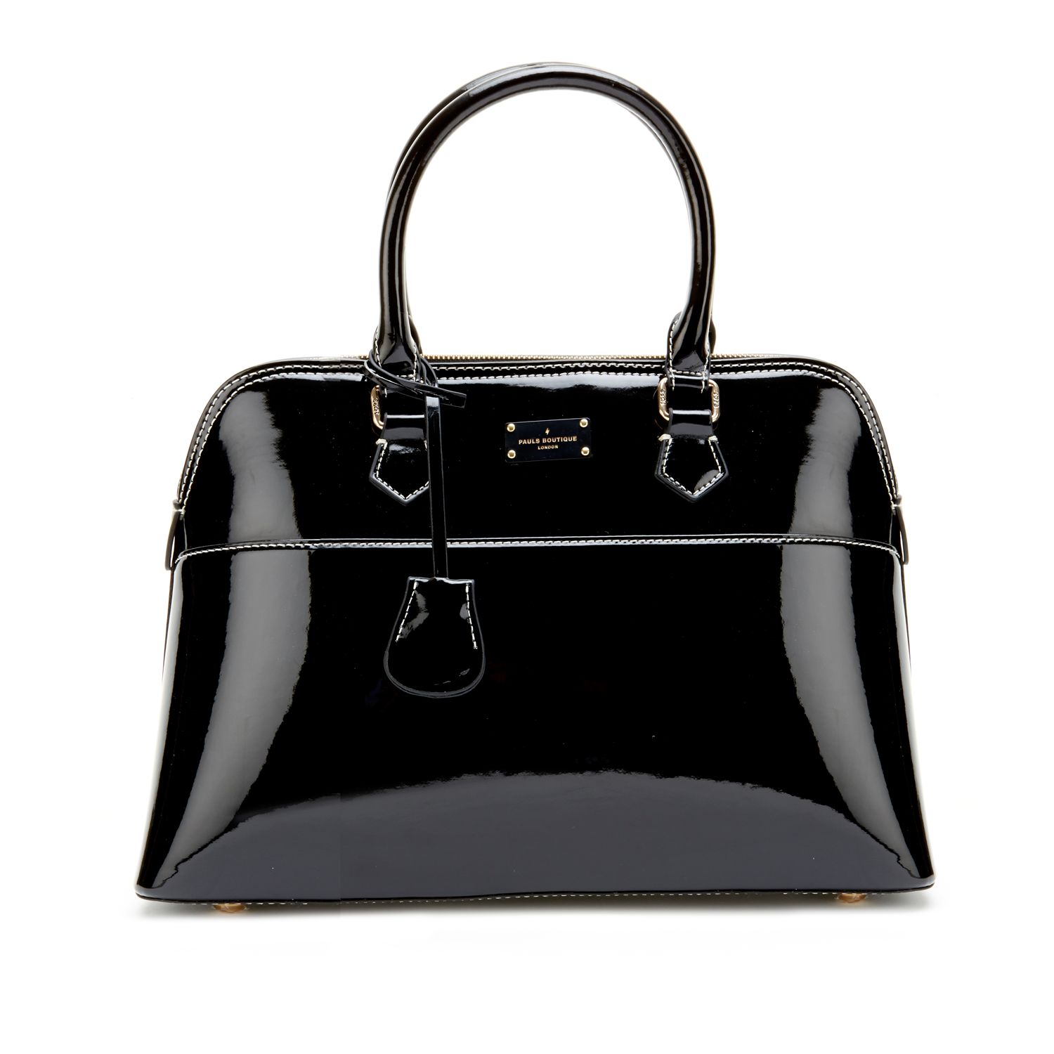 Pauls Boutique London Faux Leather Black Tote Handbag Satchel