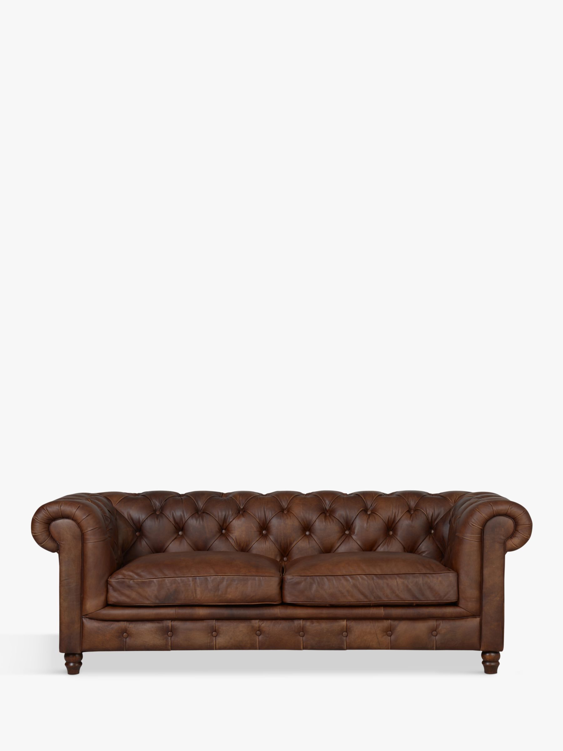 Earle Range, Halo Earle Chesterfield Large 3 Seater Leather Sofa, Antique Whisky