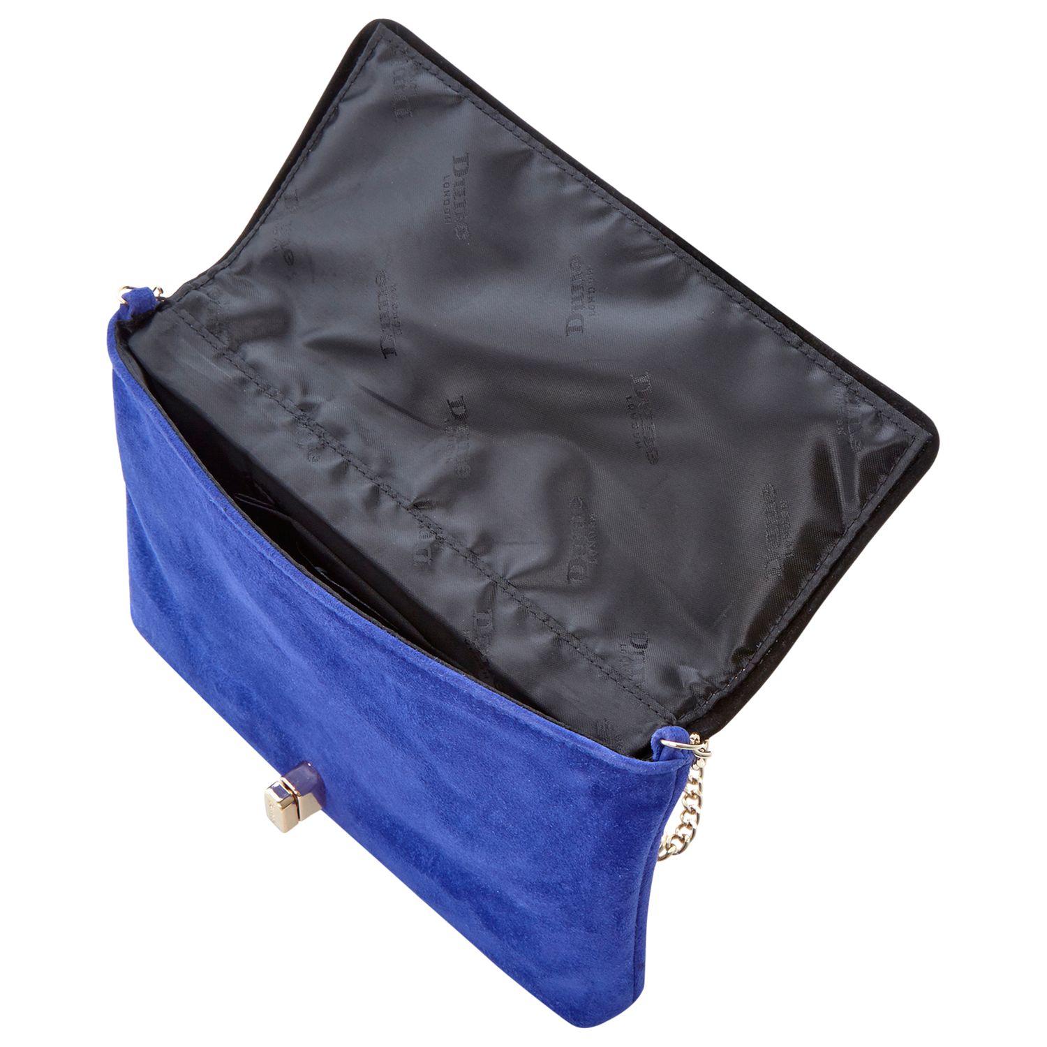 dune blue clutch bag