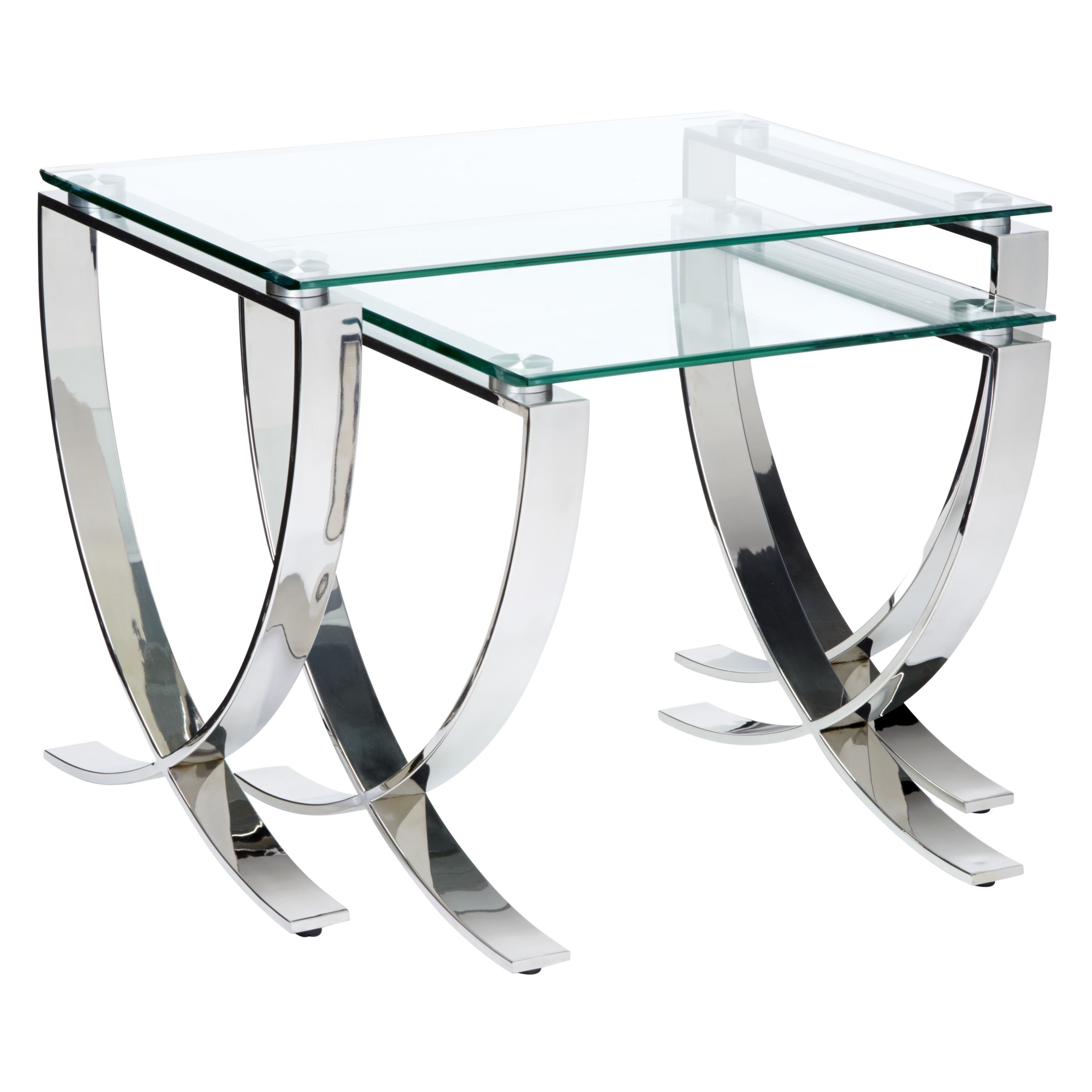 Photo of John lewis moritz nest of 2 tables clear/polished steel