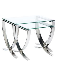 John Lewis Moritz Nest of 2 Tables, Clear/Polished Steel