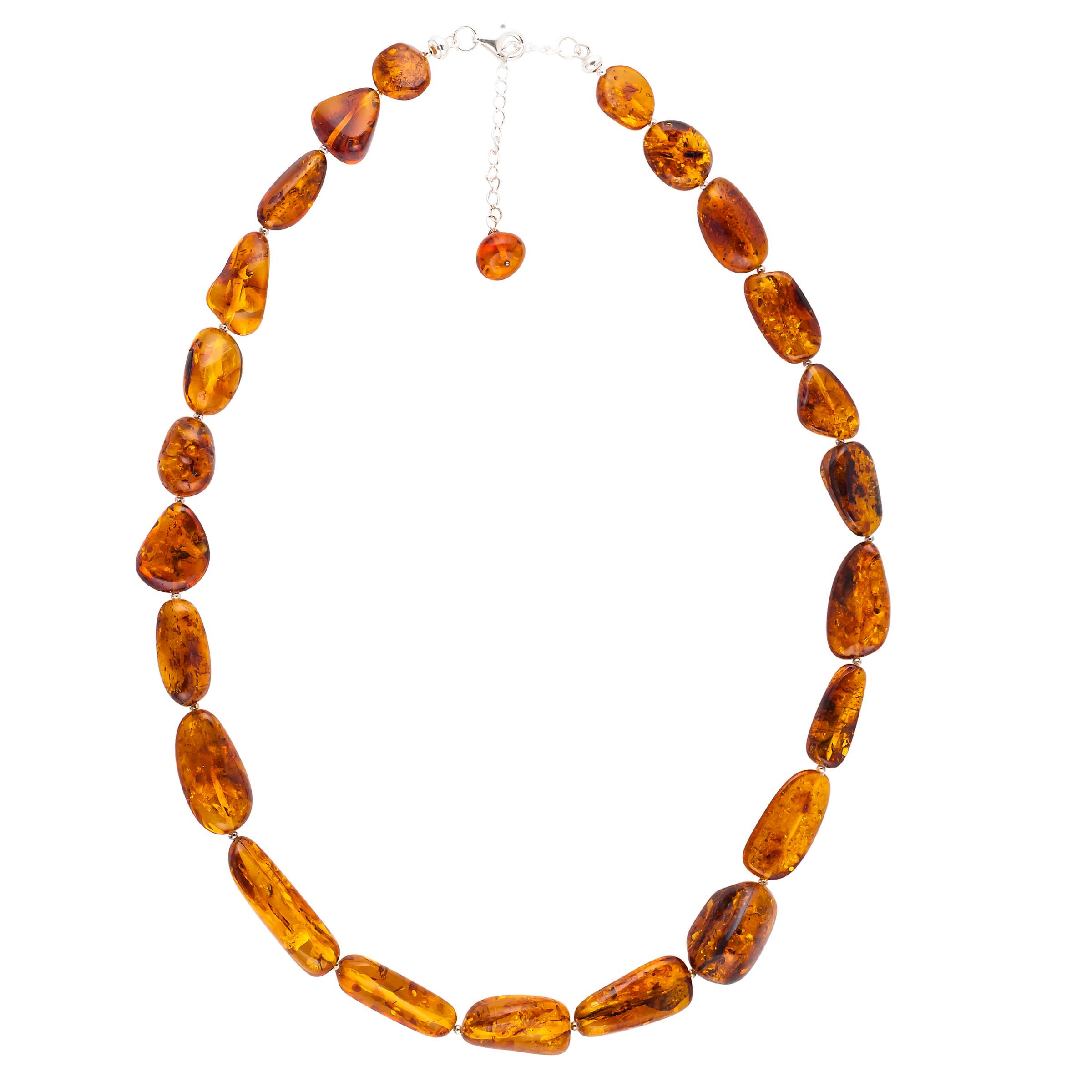Buy Be-jewelled Amber Necklace Sterling Silver Clasp, Cognac Online at johnlewis.com