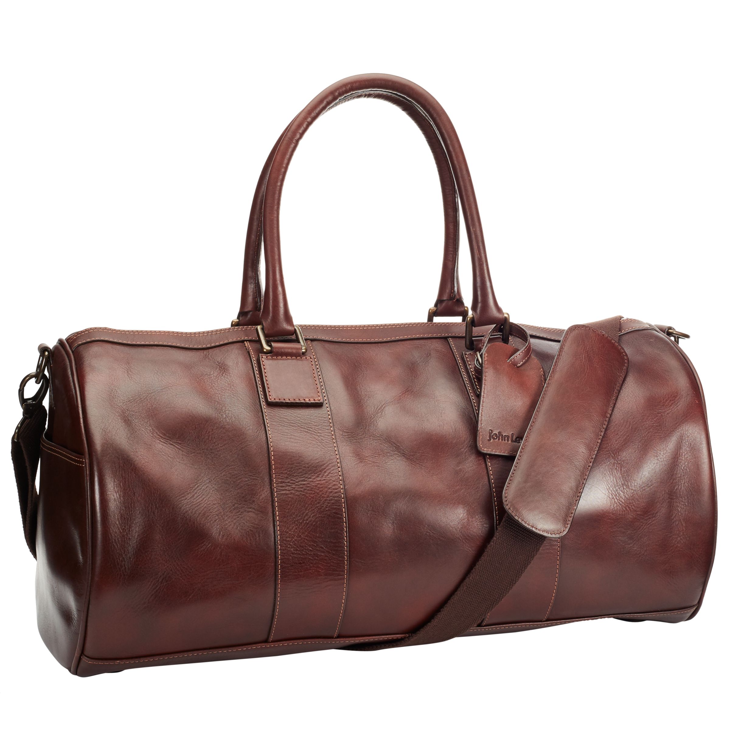 John Lewis Gladstone Leather Barrel Bag, Antique Tan