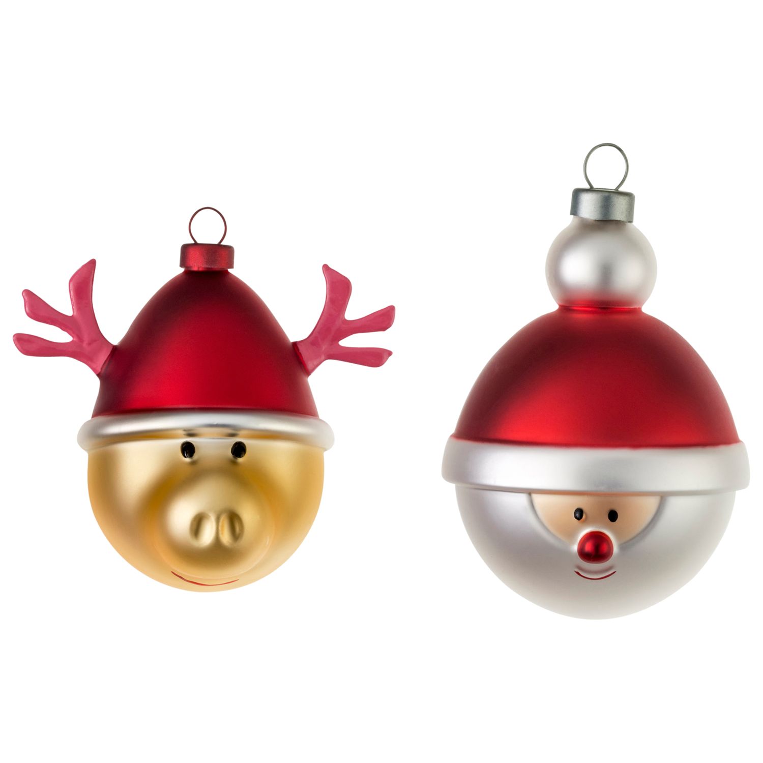 Alessi Babbarenna &amp; Babbonatale Christmas Bauble Decorations, Set of 2