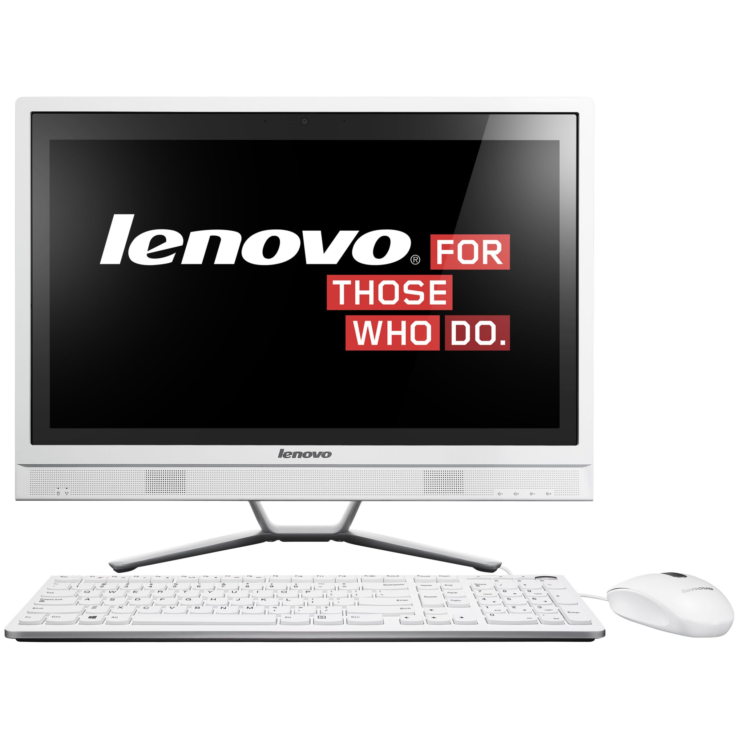 Lenovo C470 All-in-One Desktop PC, Intel Core i3, 4GB RAM, 1TB, 215" Touch Screen, White