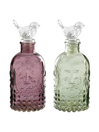 Glass Bottle with Bird Stopper, Assorted
