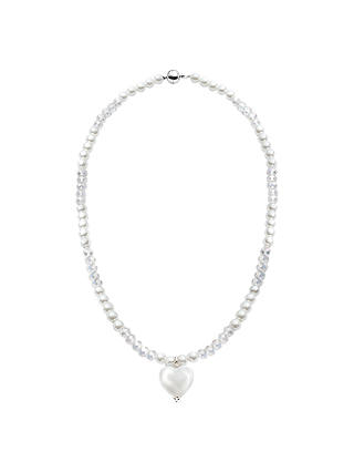 Martick Glass Heart and Faux Pearl Pendant Necklace