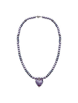 Martick Glass Heart and Faux Pearl Pendant Necklace