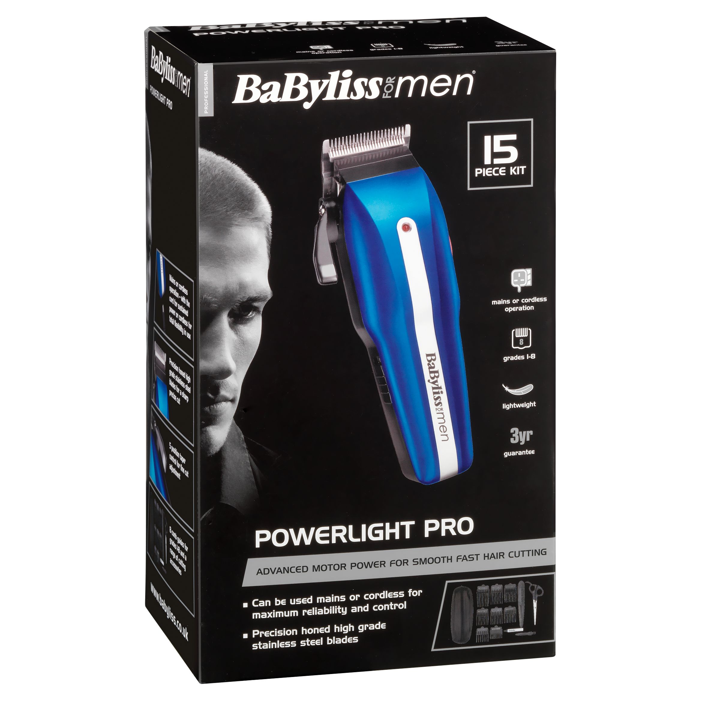 babyliss for men powerlight pro hair clipper set 7498cu
