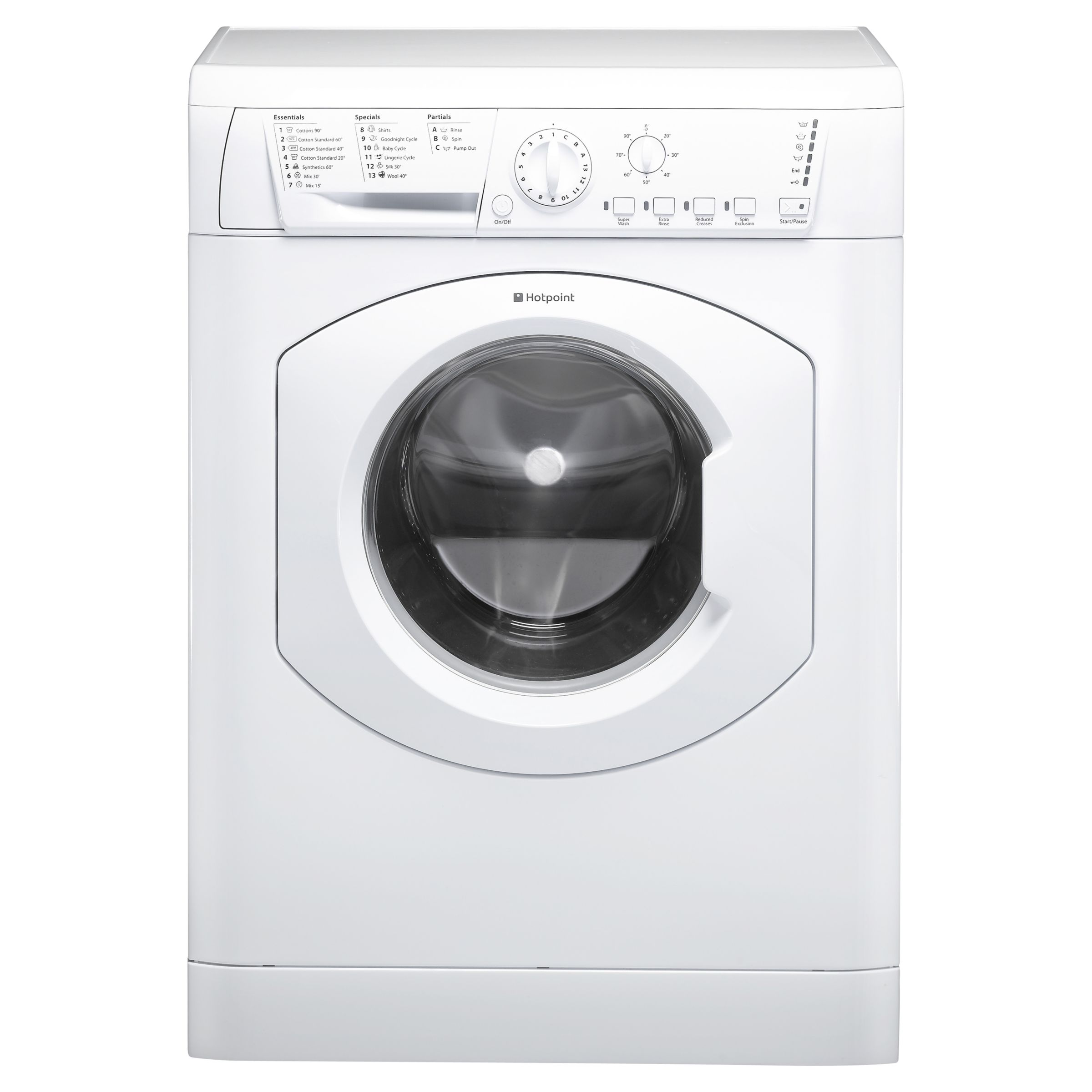 Hotpoint HTB721P Slimdepth Washing Machine, 7kg Load, A+ Energy Rating, 1200rpm Spin, White