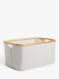 John Lewis Bamboo Rim Open Storage Basket, Grey