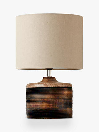 John Lewis Partners Ira Ribbed Wooden, Chocolate Brown Table Lamps