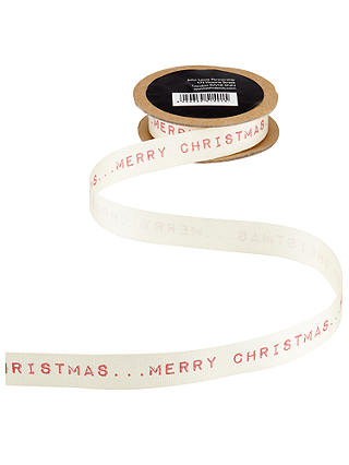 John Lewis & Partners Merry Christmas Ribbon, 3m, Natural