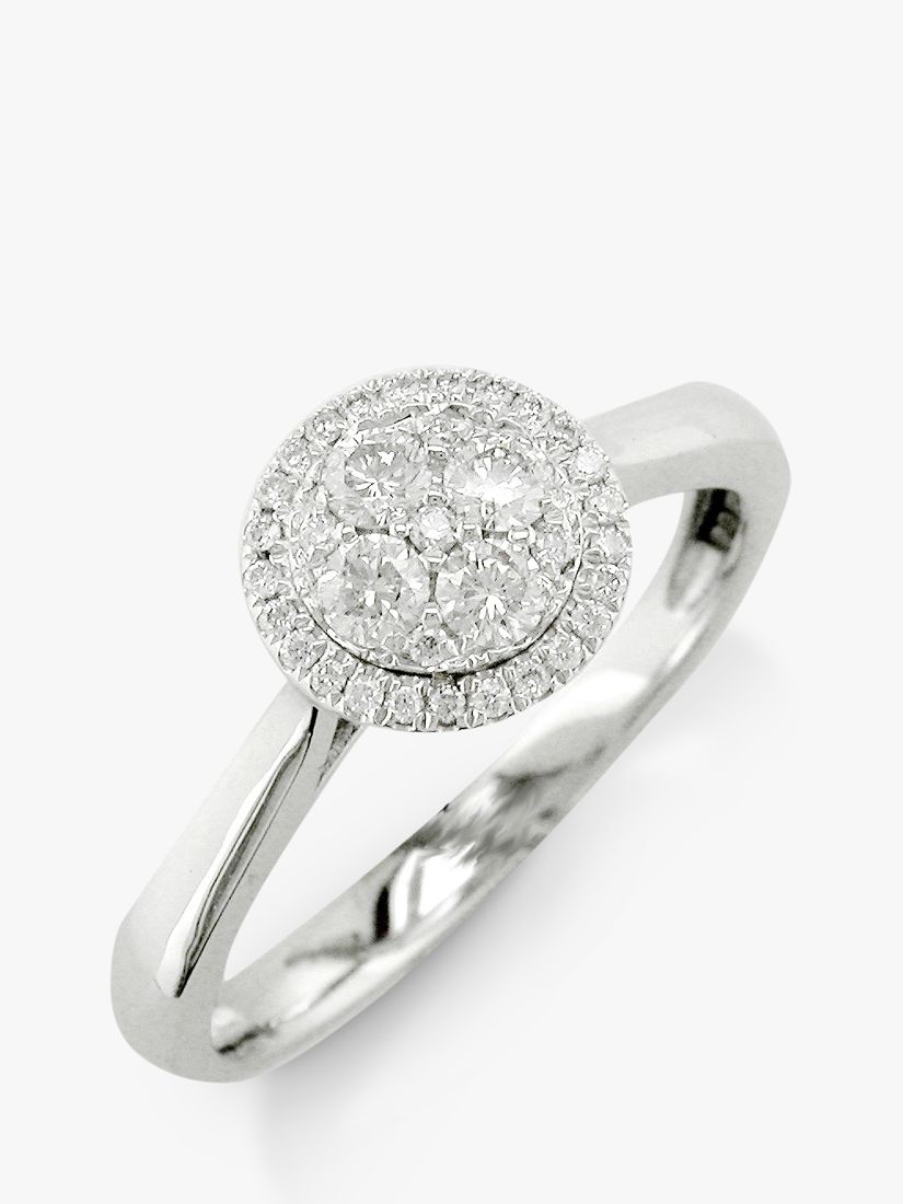 E W Adams 18ct White Gold Diamond Cluster Engagement Ring White