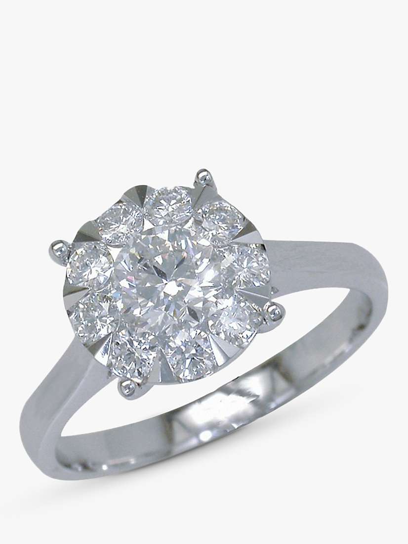 Buy E.W Adams 18ct White Gold Diamond Illusion Claw Set Ring, N Online at johnlewis.com