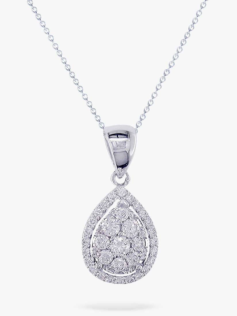 Buy E.W Adams 18ct White Gold Pear Cut Diamond Cluster Pendant Necklace, White Gold Online at johnlewis.com