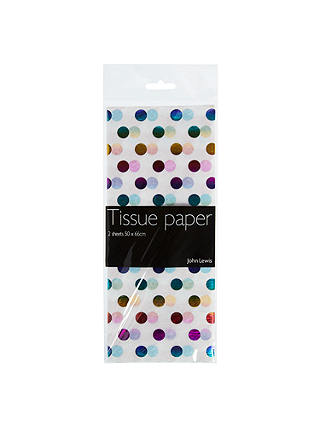 John Lewis & Partners Polka Dot Tissue Paper, 2 Sheets, Multi
