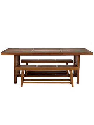 John Lewis & Partners Drift 10-12 Seat Outdoor Dining Table and 2 Benches, FSC Certified