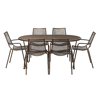 John Lewis Ala Mesh 6-Seater Table & Chairs Dining Set, Bronze