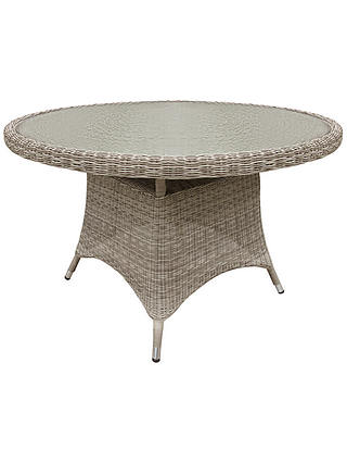 4 Seat Round Glass Top Garden Dining Table, Round Rattan Garden Table With Glass Top