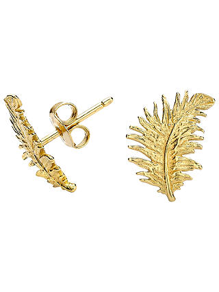 Dower & Hall Small 18ct Gold Vermeil Feather Stud Earrings