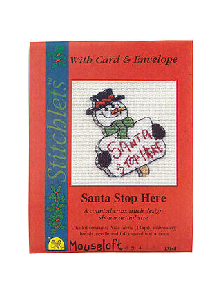 Mouseloft  Santa Stop Here Card and Envelope Cross Stitch Kit