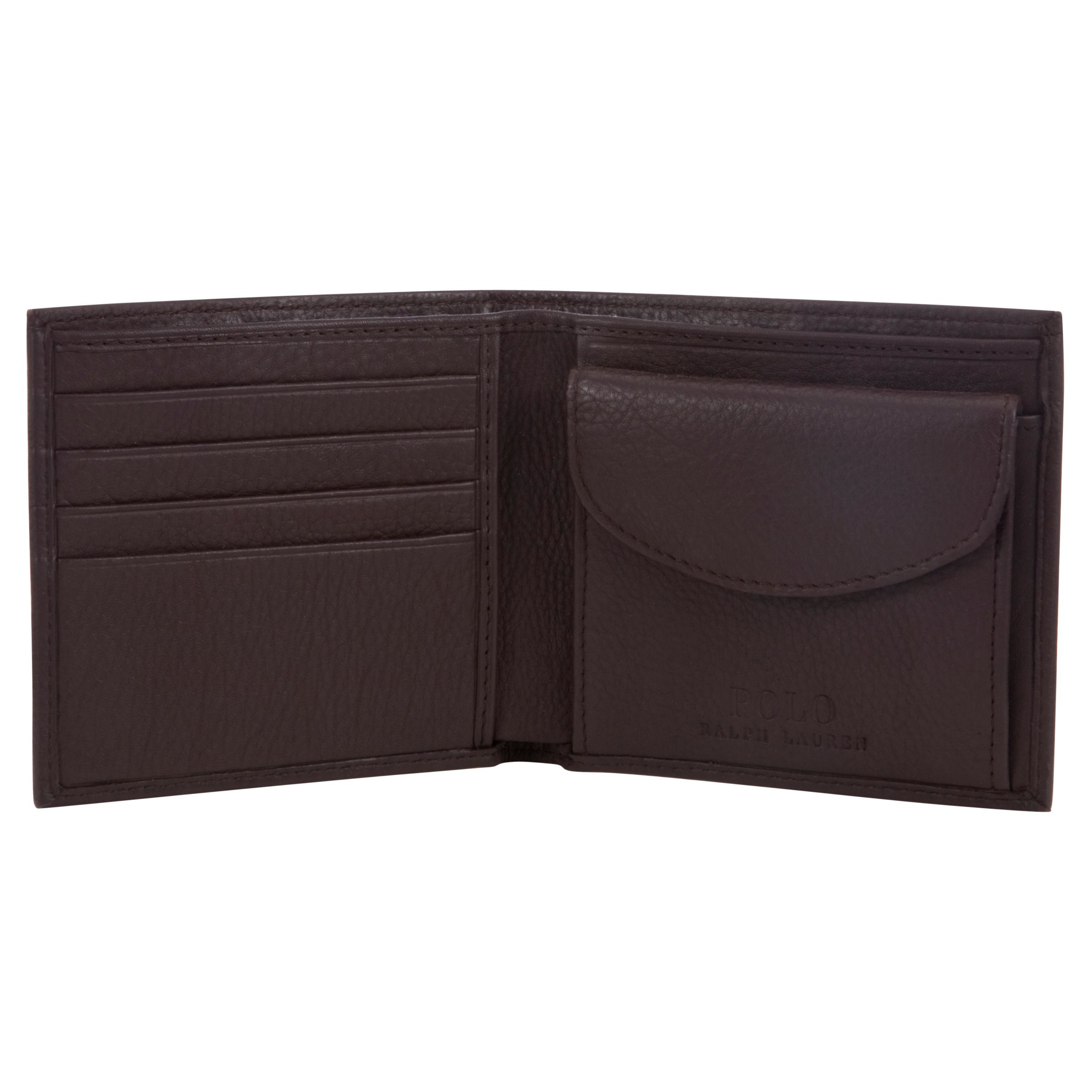 Polo Ralph Lauren Pebble Leather Wallet, Brown at John Lewis & Partners