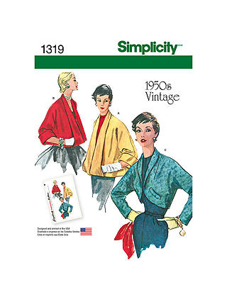 Simplicity Women's Vintage Jacket Sewing Patterns, 1319