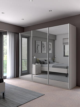 John Lewis & Partners Elstra 250cm Wardrobe with Mirrored Sliding Doors, Matt White