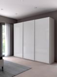 John Lewis Elstra 250cm Wardrobe with White Glass Sliding Doors