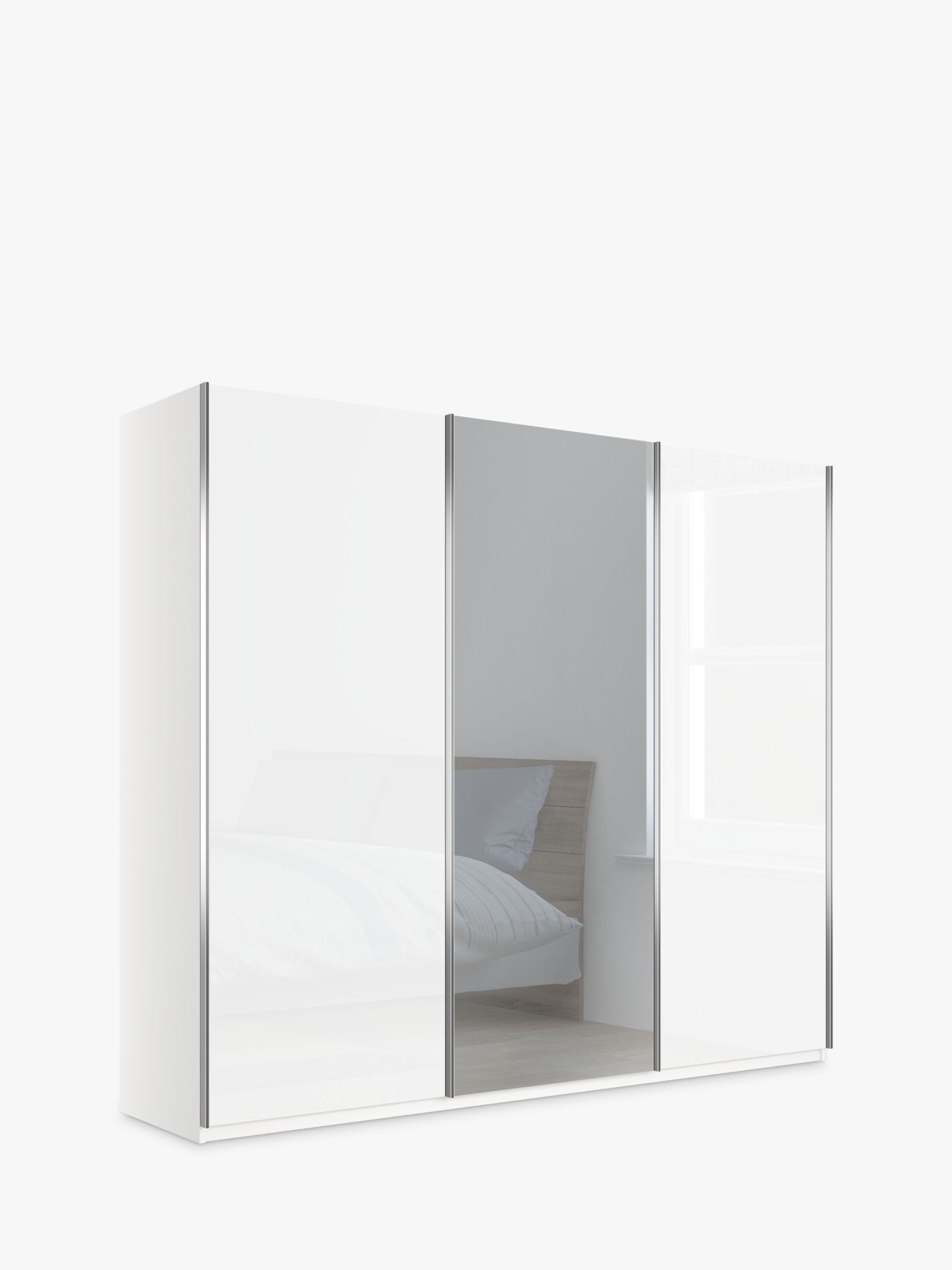 Photo of John lewis elstra 250cm wardrobe with glass and mirrored sliding doors
