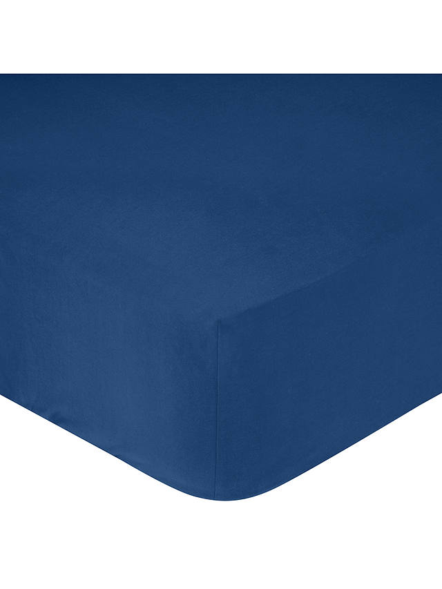 little home at John Lewis 200 Thread Count Fitted Sheet, Single, Dark Blue