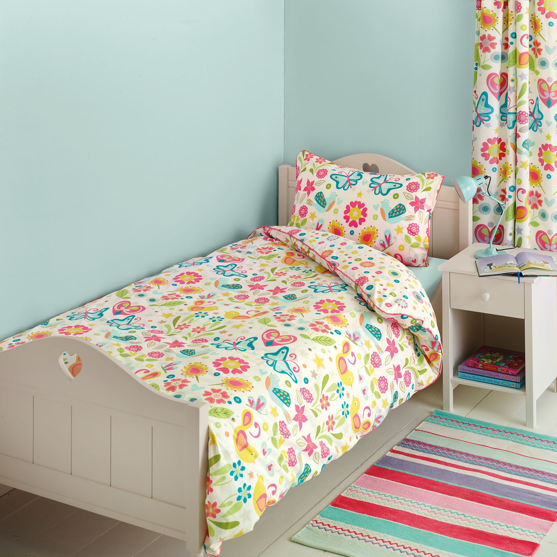 Little Home At John Lewis Birds Buttons Single Duvet Cover And