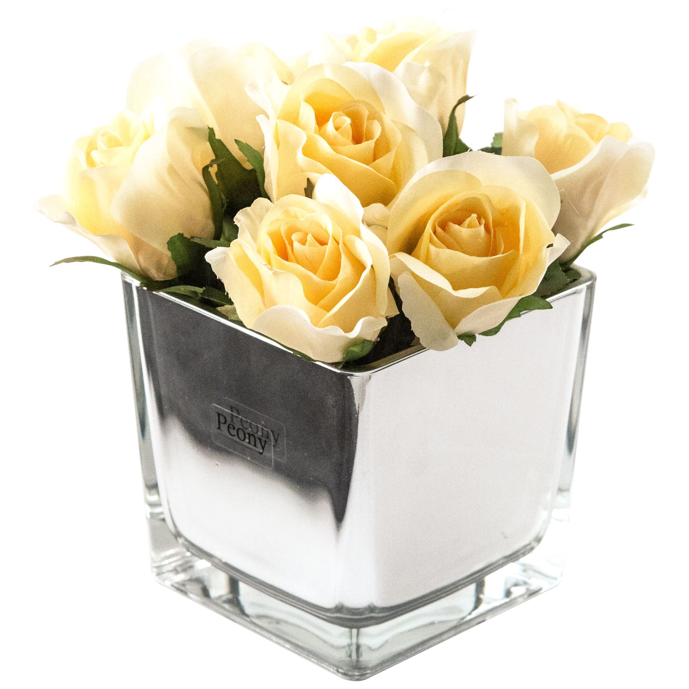 Peony Artificial Roses in Mirror Cube, Large at John Lewis ...