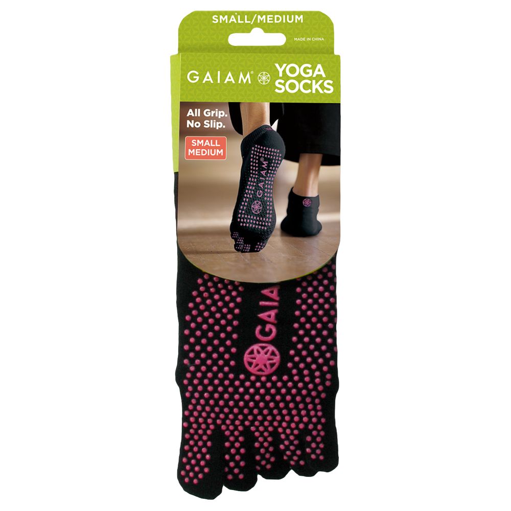 GAIAM Toeless Grippy Yoga Socks, Black - Double Pack - Ayurveda 101 Online  Shop UK