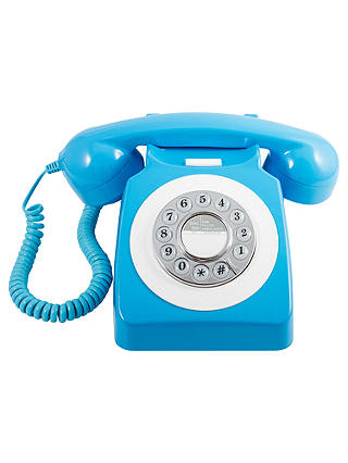GPO 746 Retro Rotary Phone, Neon Blue