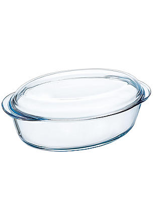 Pyrex Large Oval Glass Casserole Dish with Lid, 3L (4L with Lid)